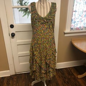 Signature/Robbie Bee multi colored ruffled dress